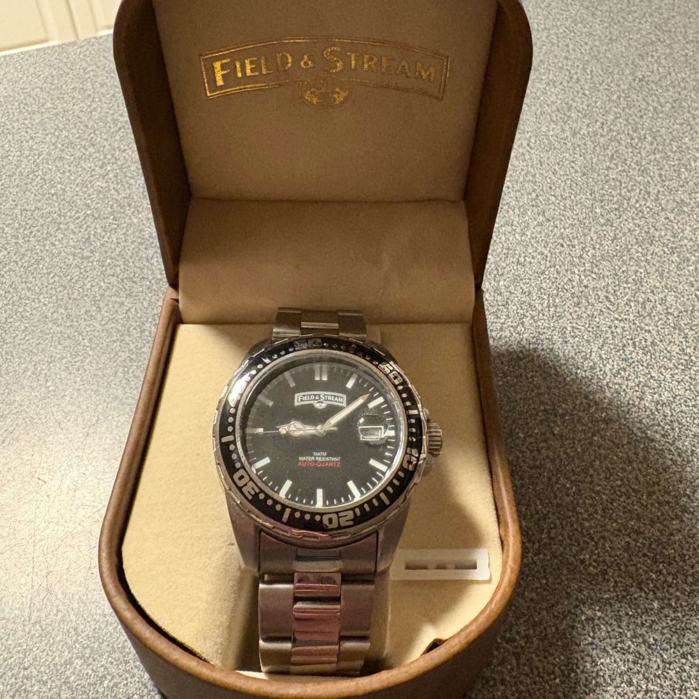 Field & Stream Black and Silver Timepiece Watch